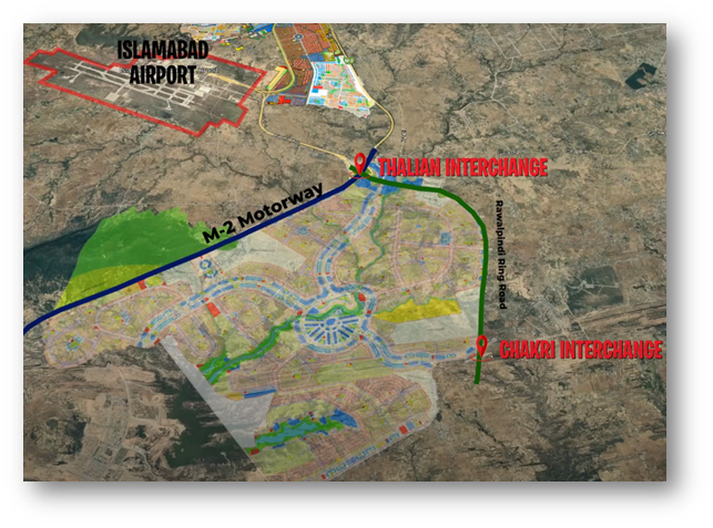 Faisal Town Phase 2 islamabad Location from thalian interchange