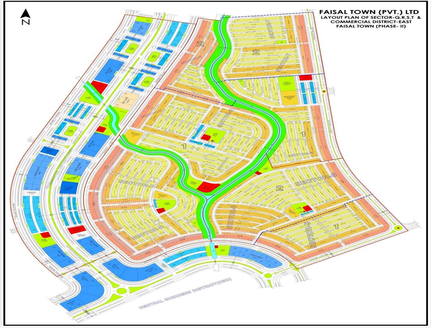 Faisal Town Phase 2 Sector Q,R,S,T and Commercial District East layout plan