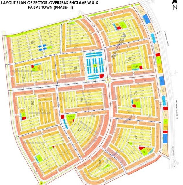 Faisal Town Phase 2 Sector Overseas Enclave W and X layout plan