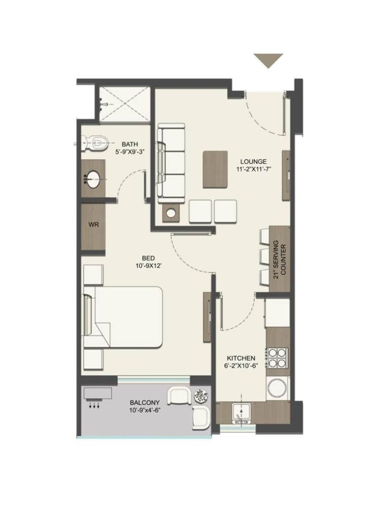 Faisal Heights 1 bed layout plan
