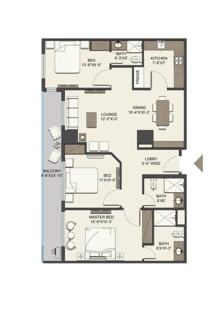 Faisal Heights 3 bedroom layout plan