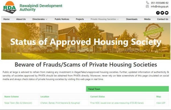 Faisal Town Phase 1 Block A RDA Approved housing society