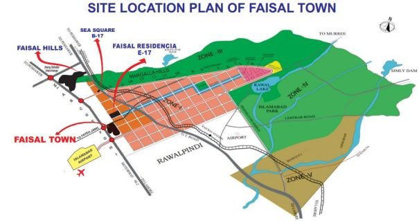 Site Location plan of Faisal Town Islamabad